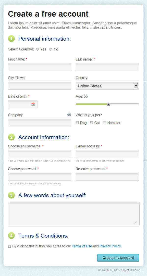 Free 22+ HTML5 Signup & Registration Forms - HTML, CSS