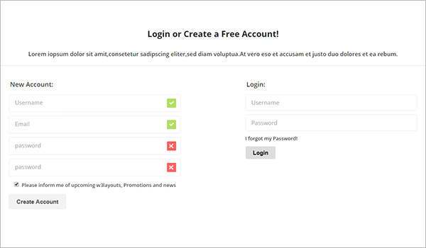 login and registration template