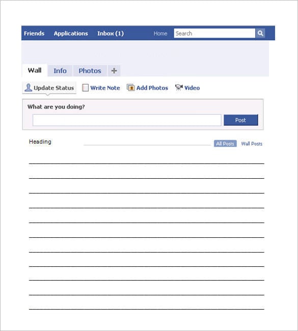 blank facebook template for ms word free download