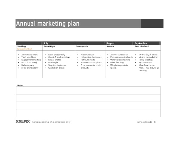 sample photography marketing strategy template