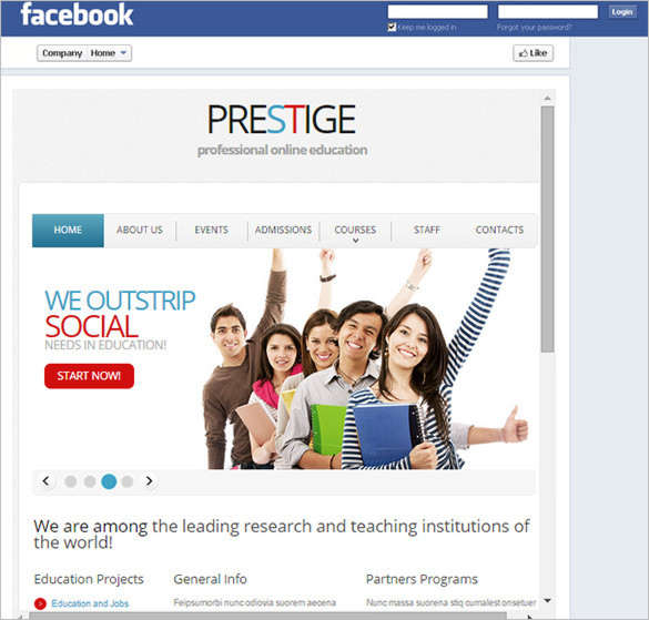facebook templates for students