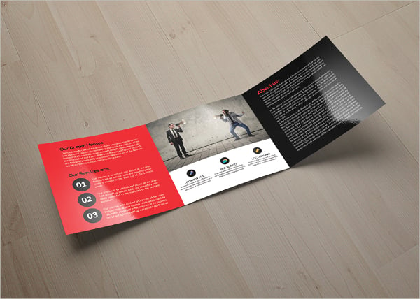 example business marketing square trifold brochure template