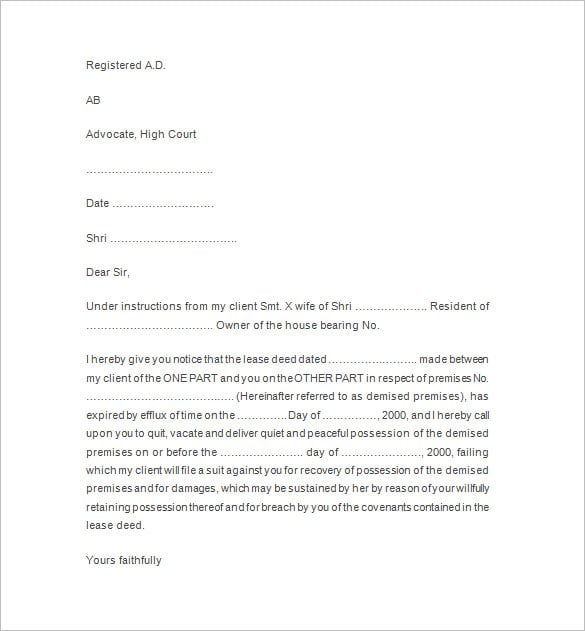 eviction notice form template