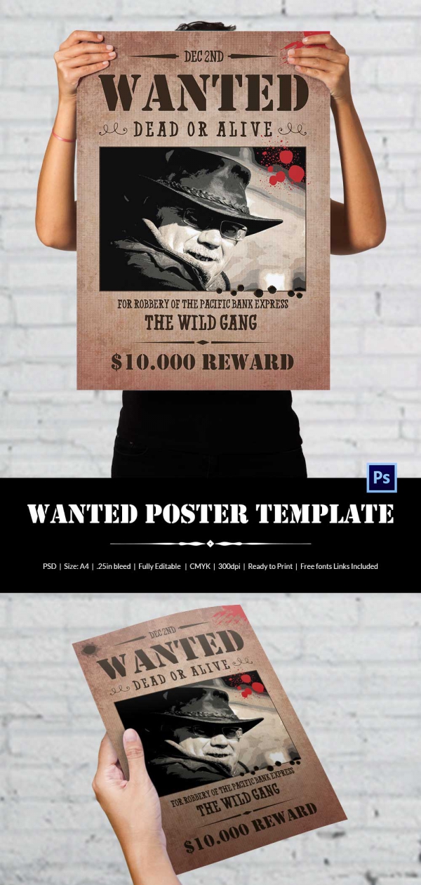 Wanted Poster - 34+ Free Printable Templates in Word, PSD, Illustration ...