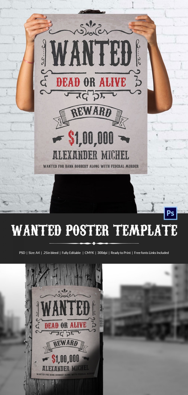 Wanted Poster - 34+ Free Printable Templates in Word, PSD, Illustration ...