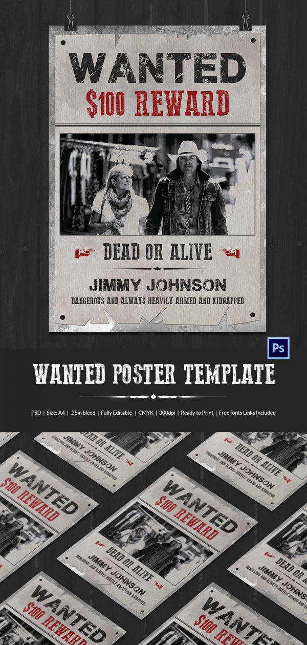 Wanted Poster - 34+ Free Printable Templates in Word, PSD, Illustration ...