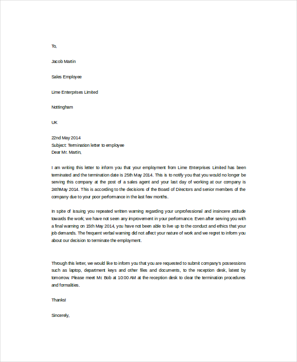 13+ Termination Letter Template - Free Sample, Example, Format