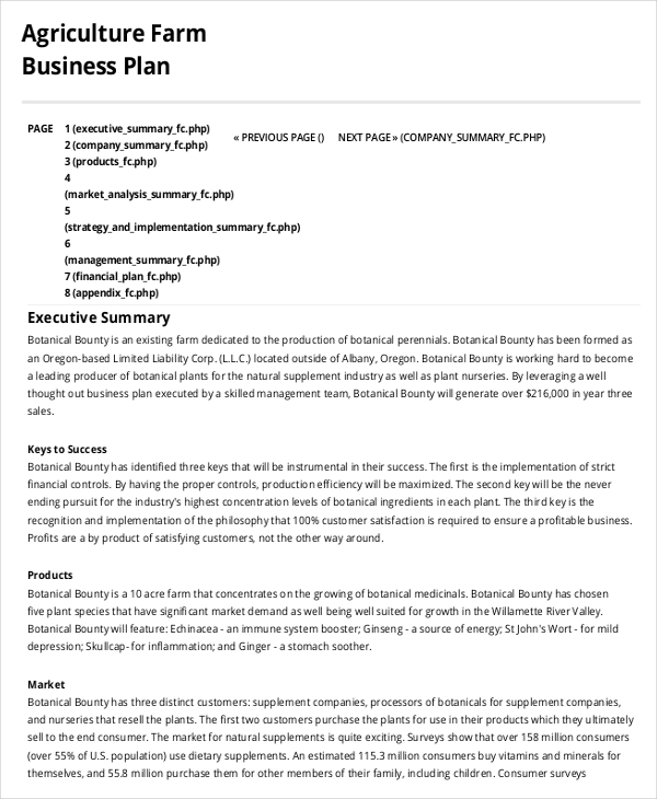 example of an agricultural business plan