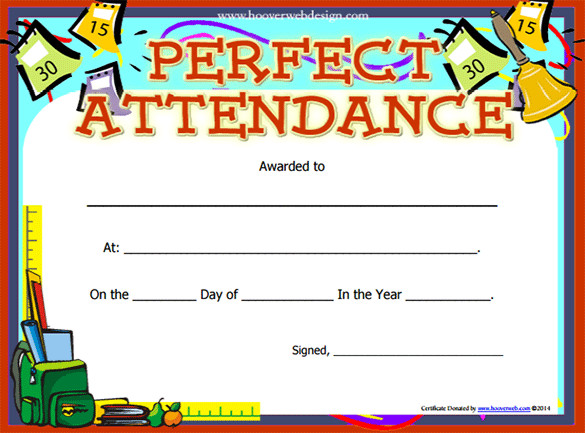 Example Of Perfect Attendance Certificate