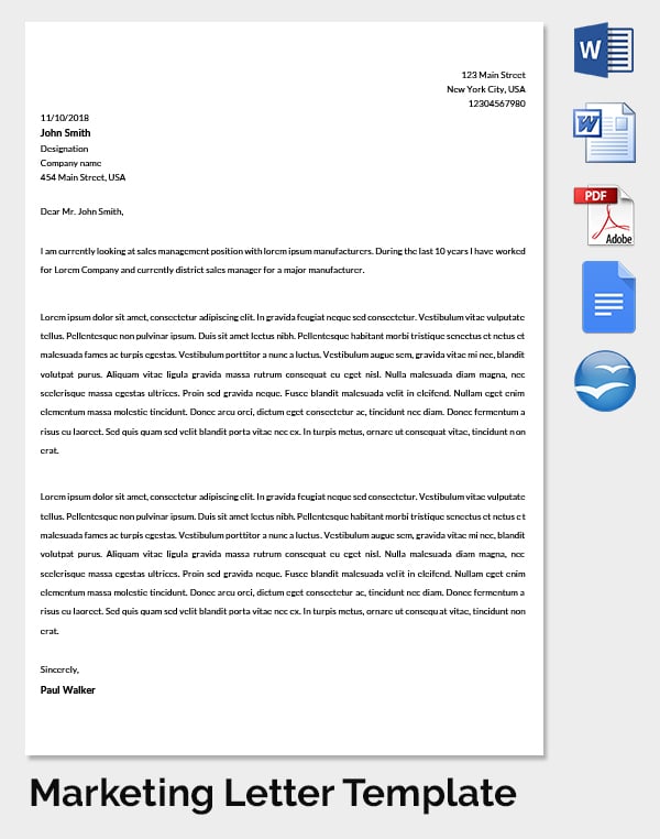 14  Marketing Letter Templates Free Sample Example Format