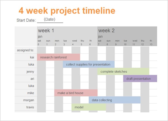 week calendar timeline template