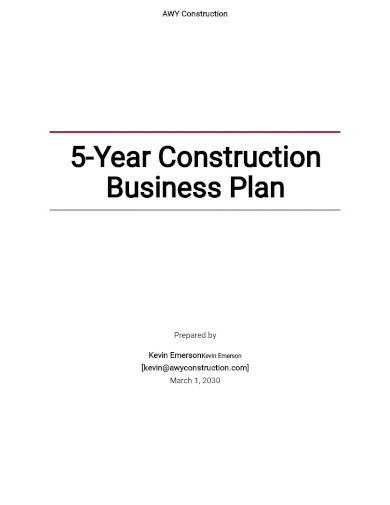 year construction business plan template