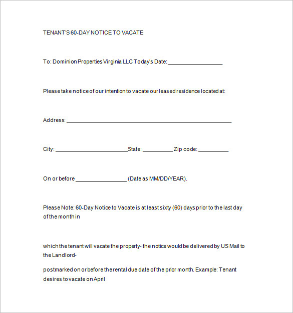 Tenant 60 Day Notice To Vacate Sample Letter Best of Document Template