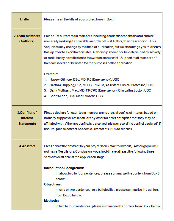 Research Proposal Outline Template