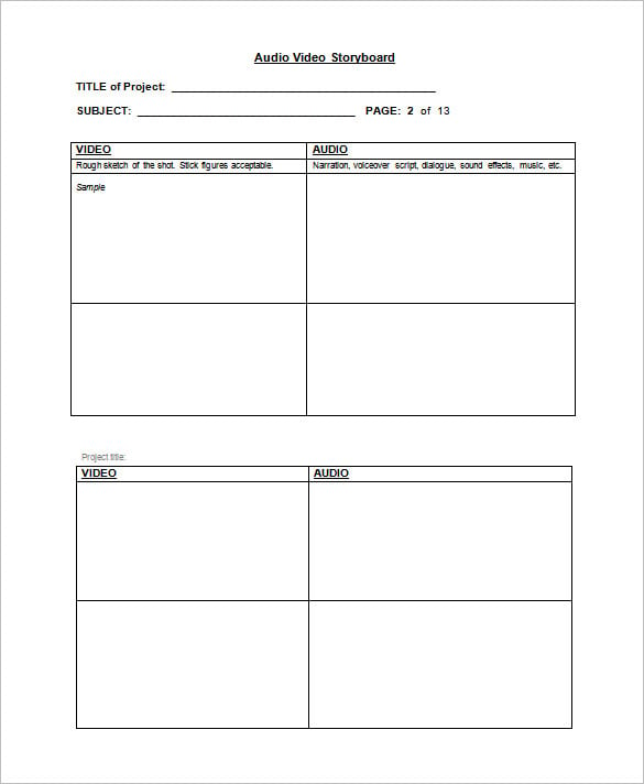 audio video storyboard template word format