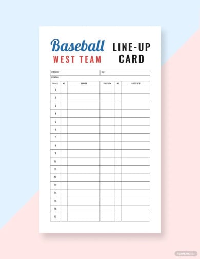 baseball line up card template