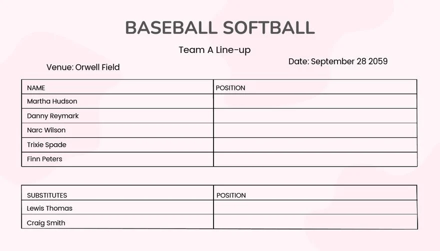 baseball softball lineup card template