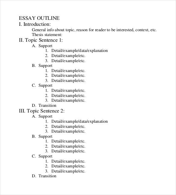 example of essay outlines