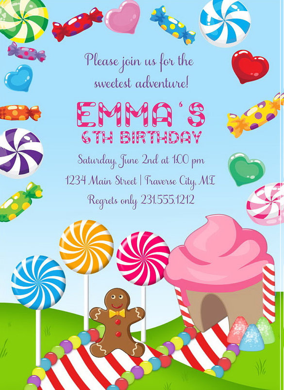 Free Printable Candyland Invitations