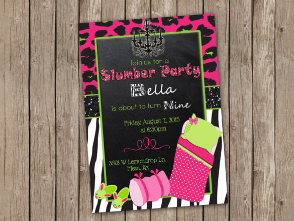 bella slumber party invitation template