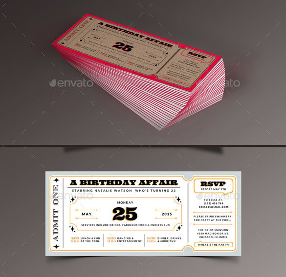 birthday invitation ticket template