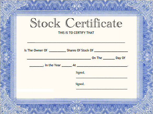 shareholding certificate template