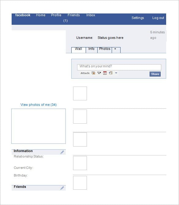 blank facebook template word format