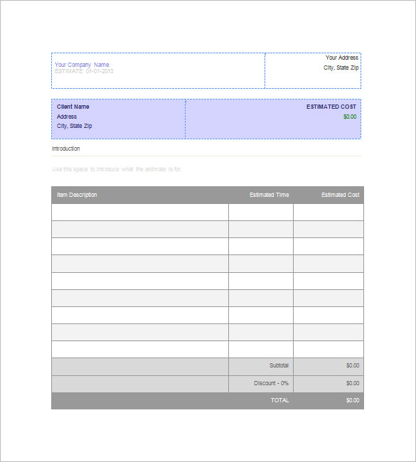 Blank Estimate Template – 23 Free Word PDF Excel Google