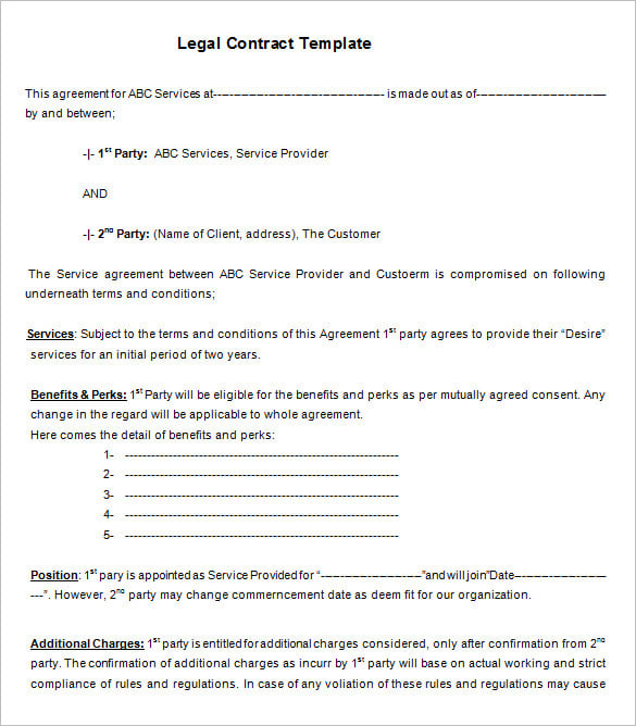 blank service legal contract template download