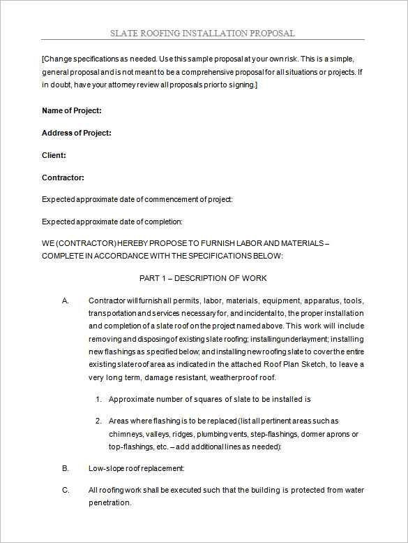 blank slate roofing install contract printable