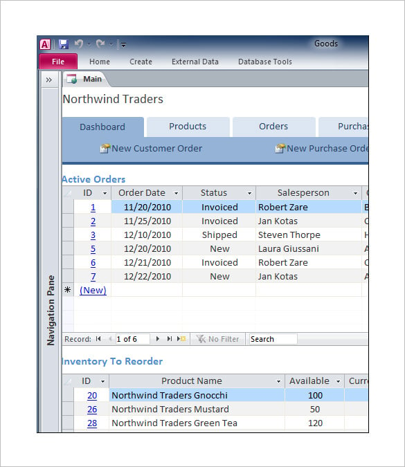 business access database tracker template free download