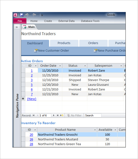 employee training database template access