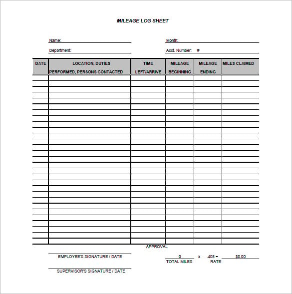 business mileage tracking log spreadsheet sample