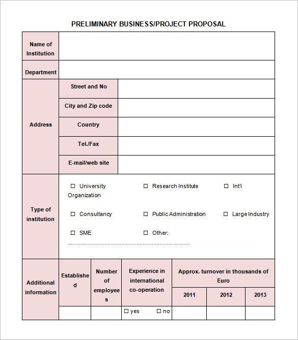 Template to write a proposal for a project