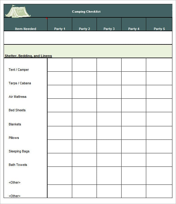 camping checklist template excel free download