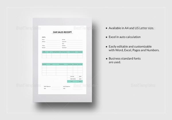 car sale receipt template