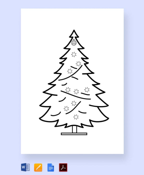 christmas tree printable coloring page template