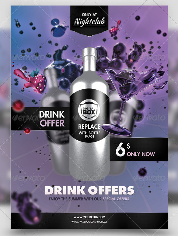 club drinks advertisement flyer