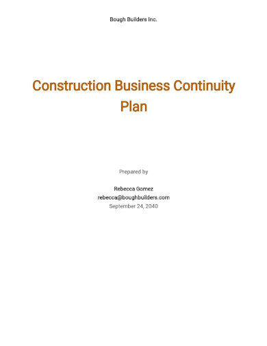 construction business continuity plan template