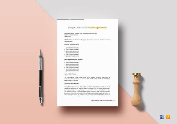 construction meeting minutes template to print