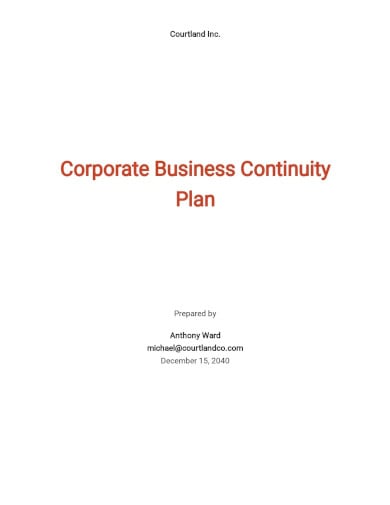 corporate business continuity plan template