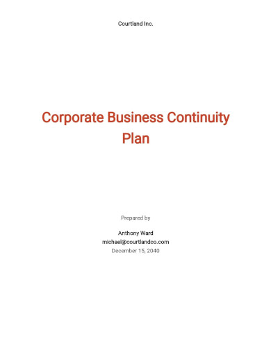 corporate business continuity plan template