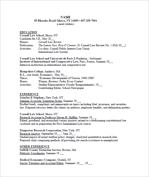 corporate lawyer resume pdf format