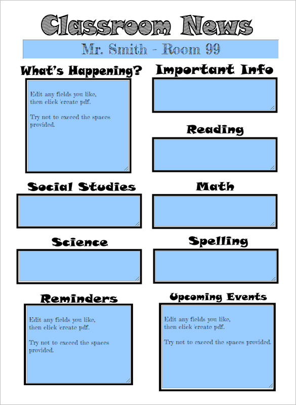 12 School Newsletter Templates Doc Pdf