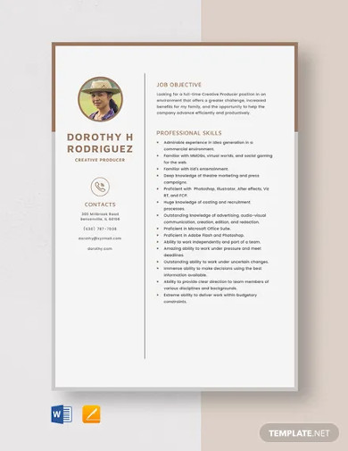 creative producer resume template