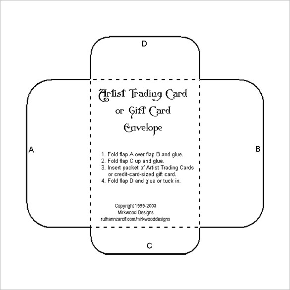 credit card sized gift card envelope free download