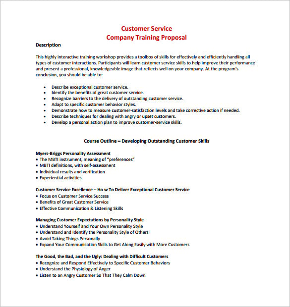 customer service training proposal pdf format
