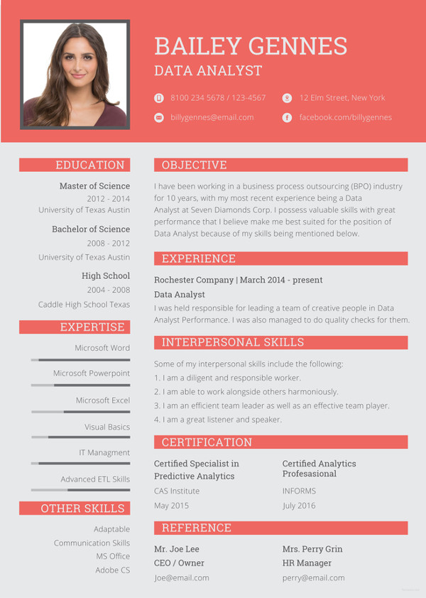 Data Entry Resume Template - 18+ Word, Excel, PDF Format Download!