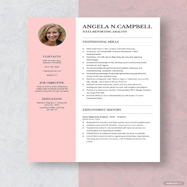 Data Analyst Resume Template - 21+ Free Word, Excel, PDF Format ...