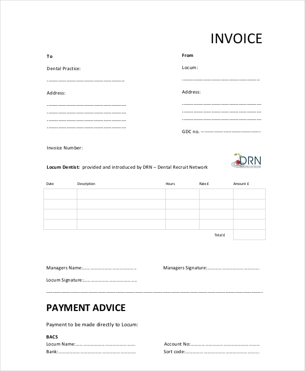 dental invoice template